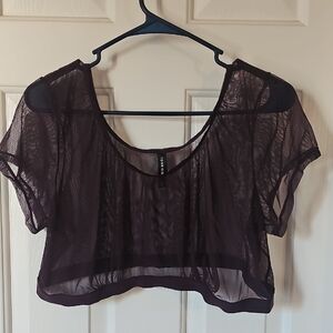 Torrid Curve Sheer Dark Purple Blouse 3X
